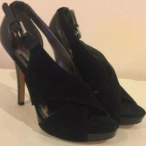 Coach Adelle Black Nubuck Leather Slingback Heels
